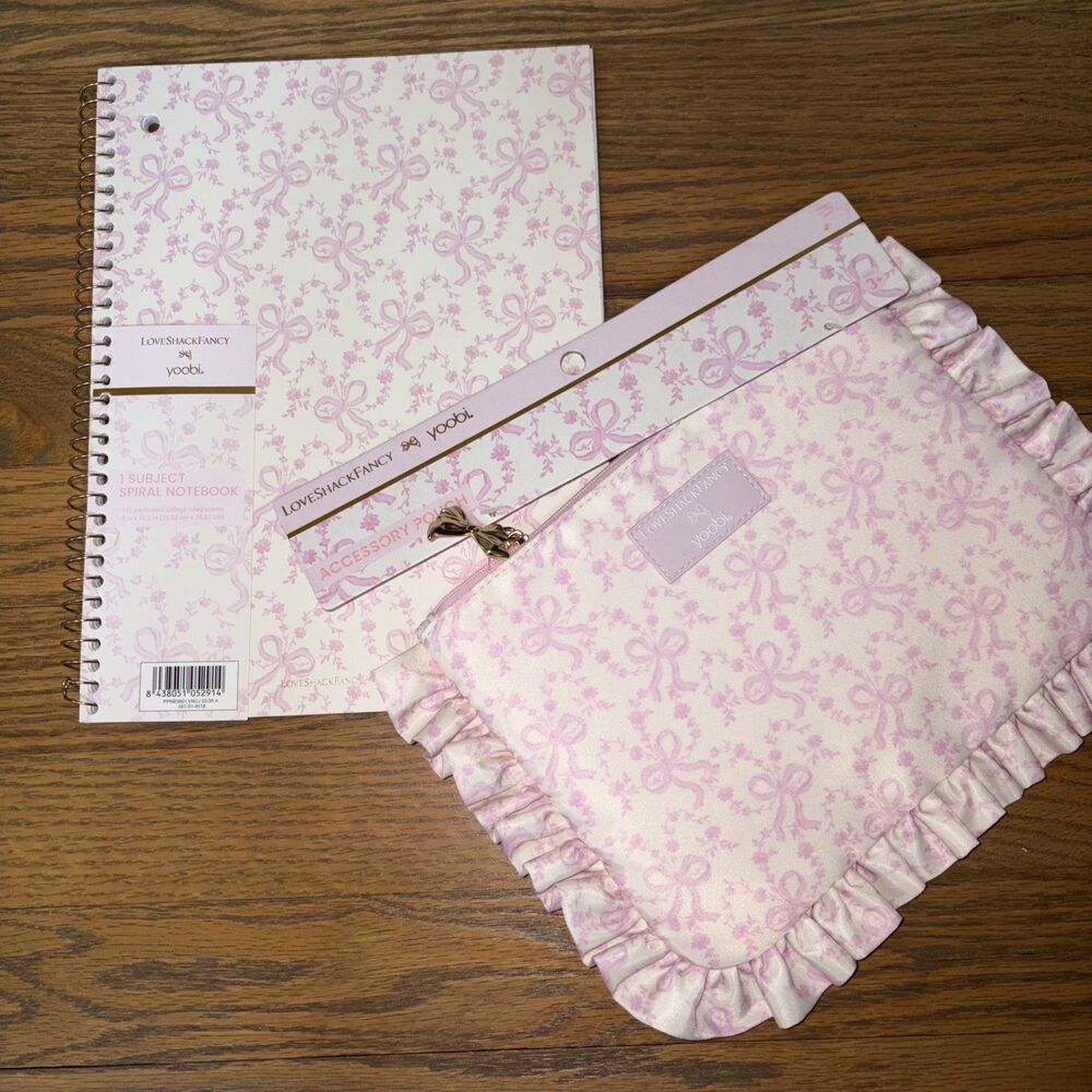 Love Shack Fancy X Yoobi For Target Notebook And Accessory Pouch Bundle Bows NWT